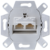 Механизм розетки RJ45+RJ45 компьютерная UAE 6-й категории, 8 полюсов, экранированная, два терминала EPUAE8-8UPOK6 JUNG
