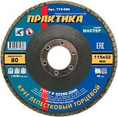 Круг лепестковый шлифовальный 115х22 мм Р 80 , серия Мастер ПРАКТИКА 775-686