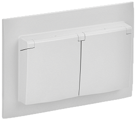 Розетка 2-местная и крышкой 16А в сборе IP44 SK-R12W арктический белый SKANDY SK-R26-16-44-K01-F IEK