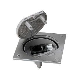 Simon Влагостойкая основа с розеткой 2P+E+коннект. RJ45, в комплекте, IP 66, сталь KSE15U-23-72