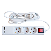 ASD Удлинитель 3GSU-3-SMART 3 места c выкл. 2-х USB 10А с з/к 3м 8533 IN HOME (4690612010724)