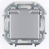 Розетка одинарная INSPIRIA скрытой установки IP44 с заземлением со шторками 16А с крышкой 250В алюминий 673742 Legrand