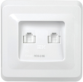 Розетка двухместная RJ45+RJ45 компьютерная РК10-2-ВБ  Cat5e белый ВЕГА (EKV25-K01-DM) IEK