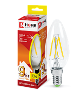 Лампа светодиодная LED-свеча-deco 9Вт 230В E14 3000К 810Лм прозрачная 4690612026183 IN HOME