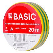 Изолента, класс А (профессиональная), 0.18х19мм, 20 метров, желто-зеленая plc-iz-a-yg EKF Basic