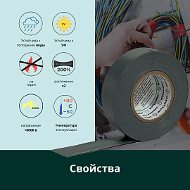 Изолента ПВХ серая 19мм 20м  ELO102070200007 Turmalion