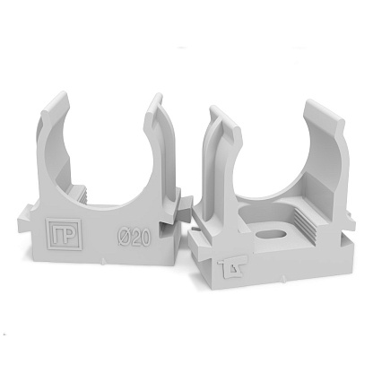 Изображение товара Держатель труб для монтажного пистолета серый в п/э д20  PR13.0120   Промрукав