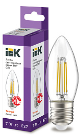 Лампа светодиодная 7 Вт LED C35 свеча прозрачная 230В 3000К E27 серия 360° LLF-C35-7-230-30-E27-CL IEK