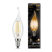 Лампа светодиодная 5 Вт E14 CA35 2700K 420Лм LED Свеча на ветру Filament филаментная 104801105 GAUSS