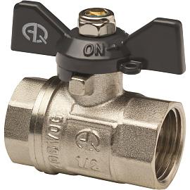 Кран шаровой латунный для воды Ду15мм 1/2" ВР бабочка AQUALINK 01155