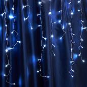 Гирлянда Бахрома 4,5х0,7м 200Led холодный свет 5000К эффект стробов прозрачный провод 3м соединение до 5шт IP44 CL22 32347 Feron