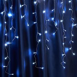 Гирлянда Бахрома  4,5х0,7м 200Led холодный свет 5000К эффект стробов прозрачный провод 3м соединение до 5шт IP44 CL22 32347 Feron