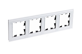 Рамка для розеток и выключателей 4 поста Atlasdesign Nature стекло белый ATN320104 Systeme Electric