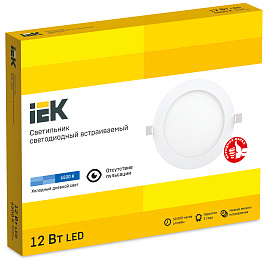 Светильник светодиодный встраиваемый ДВО LED 12Вт 1606 белый круг 6500К IEK