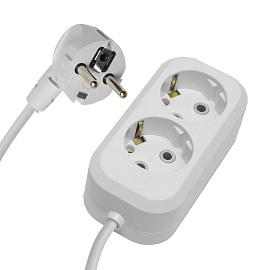 Удлинитель двухместный Home 3x0,75, с заземлением, 5м, 250В 10А белый HM01-21-05 (У10-001) 39207 STEKKER