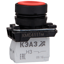Кнопка КМЕ4111м-220В-красный-1но+1нз-цилиндр IP40-КЭАЗ