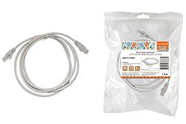Патч-корд народный U/UTP Cat 5e 4PR 24AWG PVC, литой 1,5 м, серый