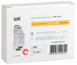 Промежут. реле.OIR 2 конт (8А). 12 В AC/DC IEK OIR-208-ACDC12V IEK