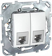Изображение товара Розетка RJ11+RJ11 Schneider Electric Unica белая двойная 4 контакта, скрытая установка