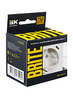 BRITE Розетка 1-местная с заземлением с защитными шторками 16А с USB A+C 18Вт РЮш11-1-БрЖ жемчуг IEK