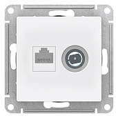 Розетка TV+RJ45 телевизионная + компьютерная Atlasdesign скрытой установки cat. 5Е механизм белый ATN000189 Systeme Electric