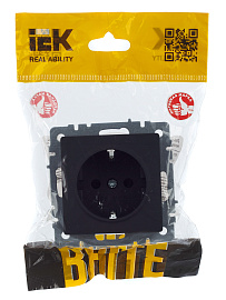 Розетка с з/к/ш BRITE 16А РС14-1-0-БрГ графит BR-R14-16-K53 IEK