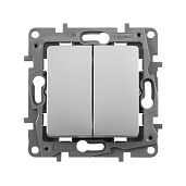 Изображение товара Выключатель двухклавишный Legrand Etika алюминий 672402