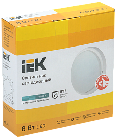 Светильник светодиодный ДПО 8 Вт  4001 IP54 4000K круг белый LDPO0-4001-8-4000-K01 IEK