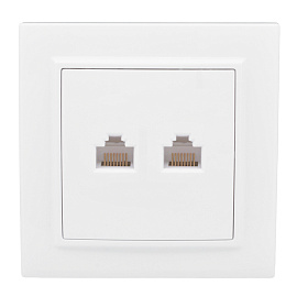 Розетка RJ45+RJ11 компьютерная+телефонная Минск скрытой установки в сборе белый ERK00-135-10 EKF