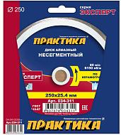 Диск алмазный несегментный "Эксперт-керамогранит" 250х25,4 мм, (1 шт.) коробка ПРАКТИКА 034-311