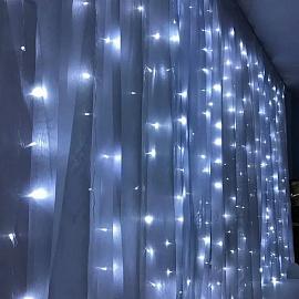 Гирлянда Занавес 3х3м 480Led холодный свет 5000К прозрачный провод 3м IP44 CL24 41627 Feron