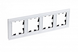 Рамка для розеток и выключателей 4 поста Atlasdesign Nature стекло белый ATN320104 Systeme Electric