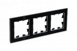 Рамка для розеток и выключателей 3 поста Atlasdesign Nature стекло черный ATN321003 Systeme Electric