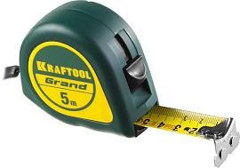Рулетка  GRAND, обрезиненный пластиковый корпус, 5м/25мм KRAFTOOL 34022-05-25
