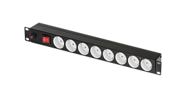 Блок электрических розеток 19" на 8 гнезд, 10 A TLK-RS08MF1-BK TLK