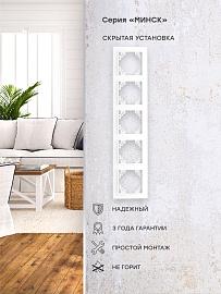 Рамка для розеток и выключателей 5 постов Минск скрытой установки горизонтальная белый ERM-G-305-10 EKF