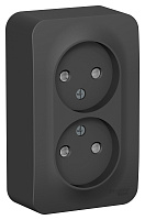 Изображение товара Двойная розетка открытая без заземления со шторками 16А 250В антрацит Sistema Electric