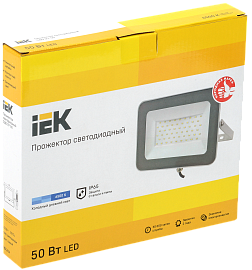 Прожектор светодиодный  50Вт СДО07-50 6500К 4500Лм IP65 серый LPDO701-50-K03 IEK