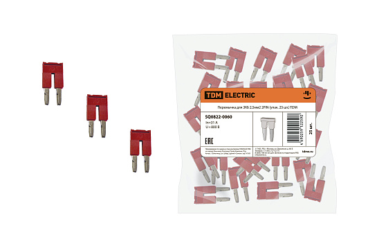Изображение товара Перемычка для ЗКБ 2,5мм2 2PIN TDM 25 шт красная