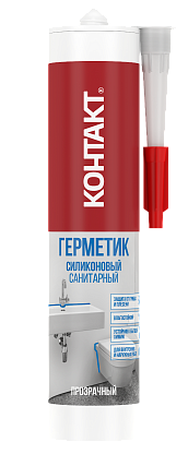 Изображение товара Герметик КОНТАКТ силиконовый санитарный прозрачный 280мл 24494
