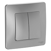 Переключатель двухклавишный BLANCA скрытой установки 10А 250В проходной (сх.6+6) механизм с накл алюминий BLNVS106603 Schneider Electric