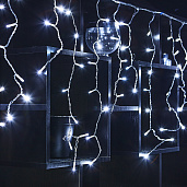 Гирлянда Бахрома 12х0,6м 195Led холодный белый свет эффект мерцания прозрачный провод 3м соединение до 3шт IP44 ULD-B12006 UL-00010879 Uniel