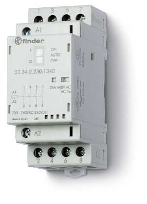Изображение товара Контактор модульный 4NO 25А 230В IP20 с LED индикатором и DIN-установкой