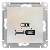 Розетка USB A+С Atlasdesign скрытой установки 5В/2,4А 2х5В/1,2А механизм жемчуг ATN000439 Systeme Electric
