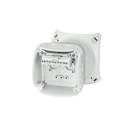 Коробка KF 0402 G 104х104х70, 5-пол. клем.0,75-4кв.мм, (7хМ20/М25), серая, PC, УФ, IP66/67/69 62000047 Hensel