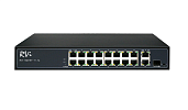 Коммутатор неуправляемый PoE 16 портов 10/100 Мб/с, 2хRJ45, 300 Вт RVi-1NS16F-1T-1C
