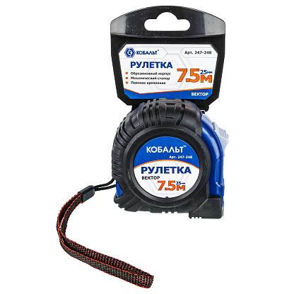 Изображение товара Рулетка КОБАЛЬТ Вектор 7.5 м x 25 мм ударостойкая и прочная