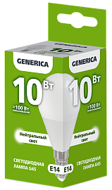 Лампа LED G45 шар 10Вт 230В 4000К E14 GENERICA LL-G45-10-230-40-E14-G IEK