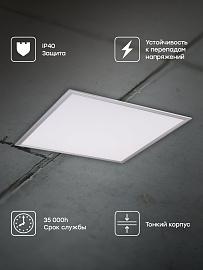 Панель светодиодная ЛУО-4008-L 36Вт 6500К IP40 серебро без драйвера LPS-4008-L-36-6500 EKF