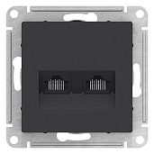Розетка двойная Atlasdesign скрытой установки компьютерная RJ45+RJ45 cat. 5E механизм карбон ATN001085 Systeme Electric